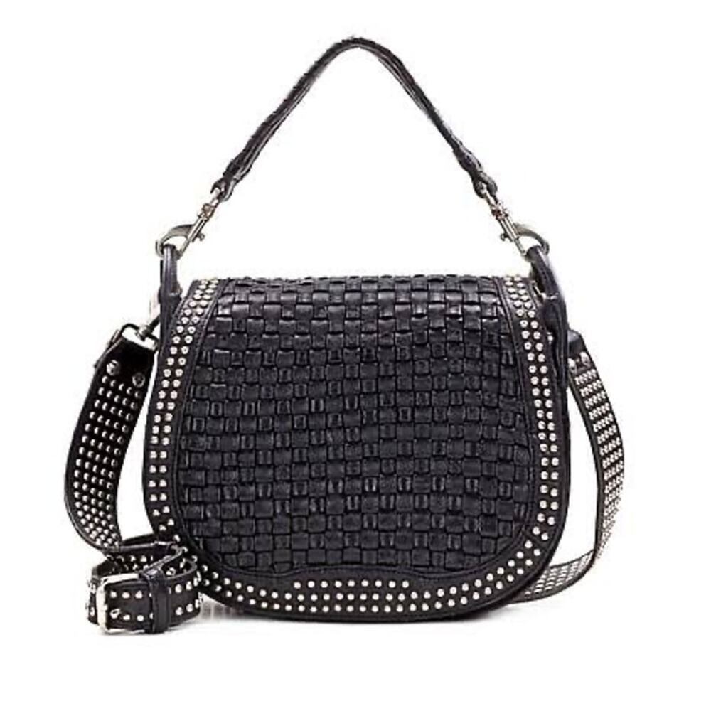 Patricia Nash Acerra Discovery Woven Saddle Bag - Black - Limited Edition